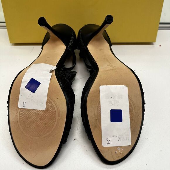 Max Studio Vintage Deadstock Black Serita Fishskin Open Toe Strappy Pump - Picture 9 of 12